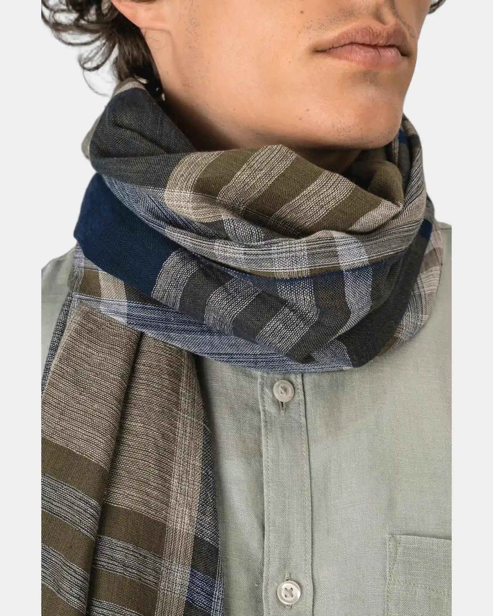 Custom striped and checked cotton woven scarf - 2